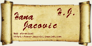 Hana Jačović vizit kartica